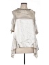 Jennifer Lopez 100% Polyester Metallic Silver 3/4 Sleeve Blouse Size L - photo 1