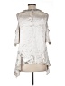 Jennifer Lopez 100% Polyester Metallic Silver 3/4 Sleeve Blouse Size L - photo 2
