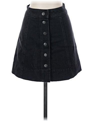 Madewell Metropolis Snap Jean Skirt in Rawley Black (view 1)