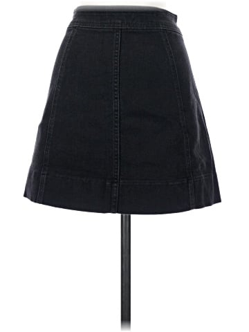 Madewell Metropolis Snap Jean Skirt in Rawley Black (view 2)