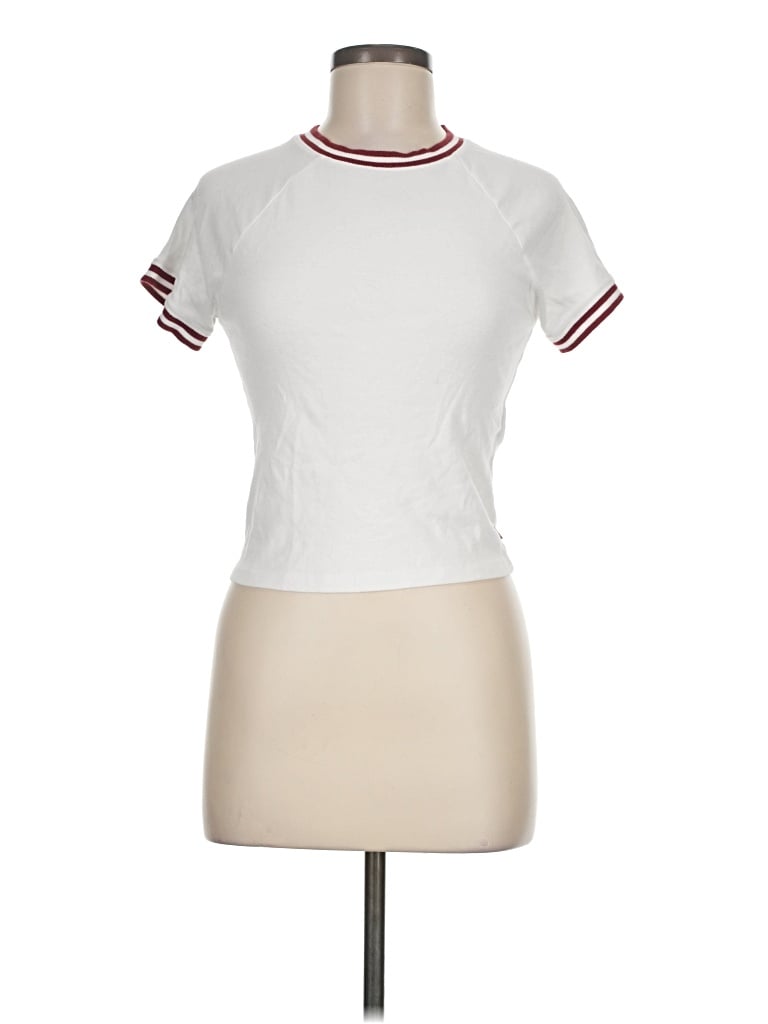 Pre-owned Levi's Short Sleeve Top Ivory Mock Neckline Tops