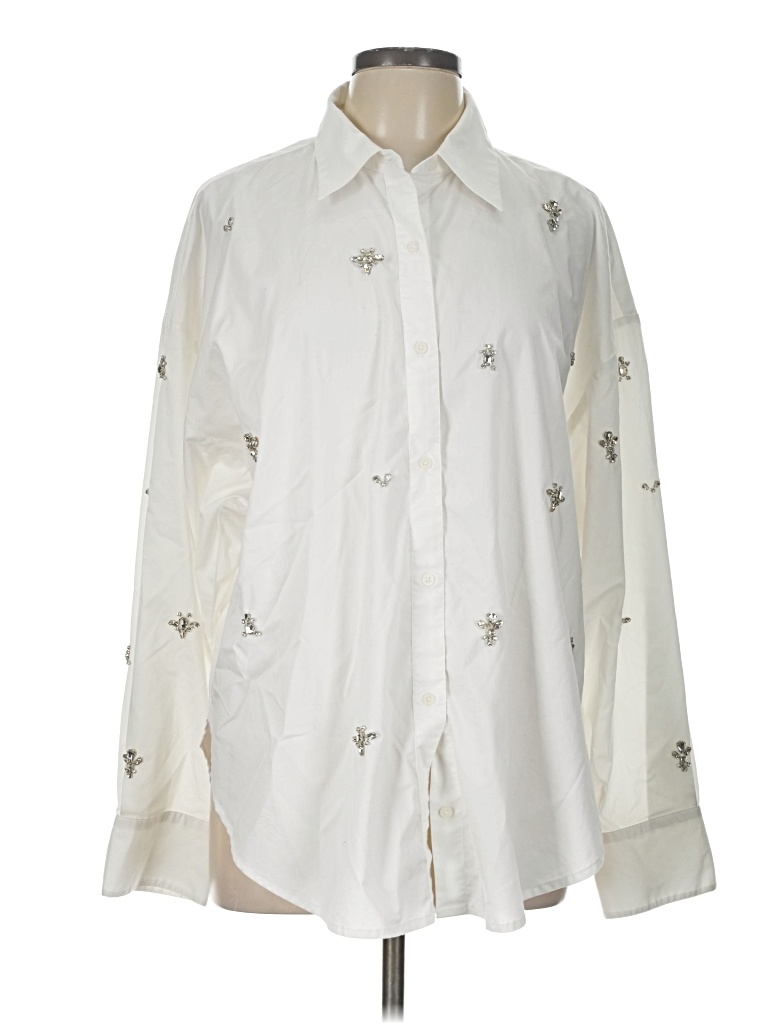 Pre-owned Express Long Sleeve Blouse In Ivory