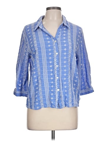 Ultra Pink 3/4 Sleeve Button-Down Shirt (view 1)