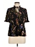 CeCe Floral Black Short Sleeve Blouse Size M - photo 1