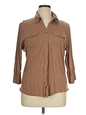 Linda Matthews 3/4 Sleeve Button-Down Shirt (view 1)
