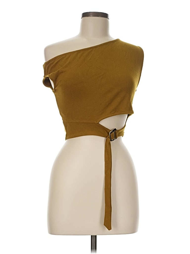 Pre-owned Cider Sleeveless Top Gold One Shoulder Neckline Tops