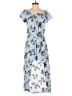 No Comment 100% Polyester Floral Blue Casual Dress Size L - photo 1