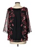 AGB 100% Polyester Black 3/4 Sleeve Blouse Size L - photo 2