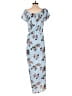 No Comment 100% Polyester Floral Blue Casual Dress Size L - photo 2