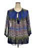 Rose + Olive 100% Polyester Blue 3/4 Sleeve Blouse Size 2X - photo 1