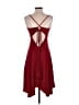 Moda International Solid Burgundy Cocktail Dress Size L - photo 2