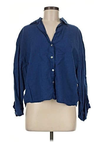 Zara 3/4 Sleeve Button-Down Shirt (view 1)