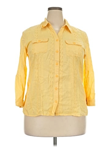 JM Collection 3/4 Sleeve Button-Down Shirt (view 1)