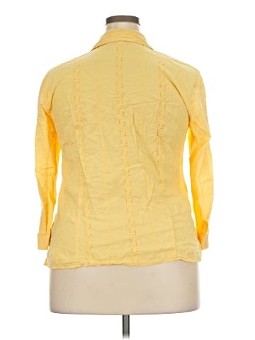 JM Collection 3/4 Sleeve Button-Down Shirt (view 2)