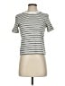 Babaton 100% Cotton Stripes Silver Short Sleeve Turtleneck Size S - photo 1
