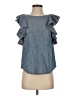 J.Crew 100% Cotton Blue Short Sleeve Top Size 0 (petite) - photo 1