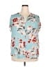 Fun2Fun 100% Polyester Floral Teal Short Sleeve Blouse Size XXL - photo 1
