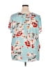 Fun2Fun 100% Polyester Floral Teal Short Sleeve Blouse Size XXL - photo 2