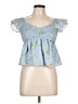 Thirty/Thirty 100% Polyester Blue Short Sleeve Blouse Size L - photo 1