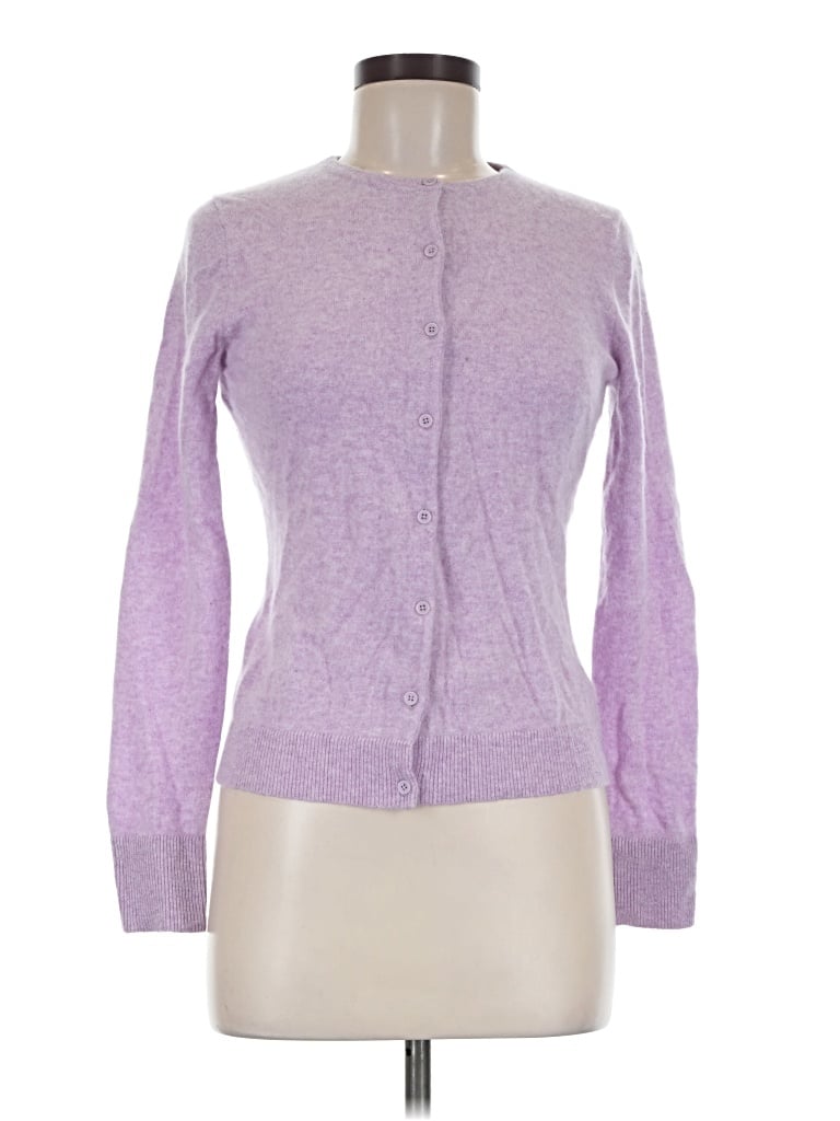 Pre-owned Garnet Hill Cashmere Cardigan Sweater In Purple
