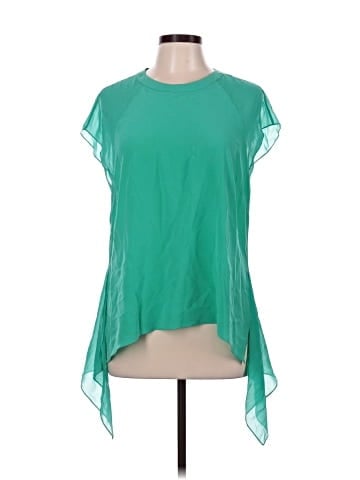 BCBGMAXAZRIA Short Sleeve Silk Top (view 1)