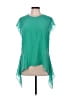 BCBGMAXAZRIA 100% Silk Green Short Sleeve Silk Top Size L - photo 1