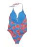 Forever 21 Floral Blue One Piece Swimsuit Size XL - photo 2