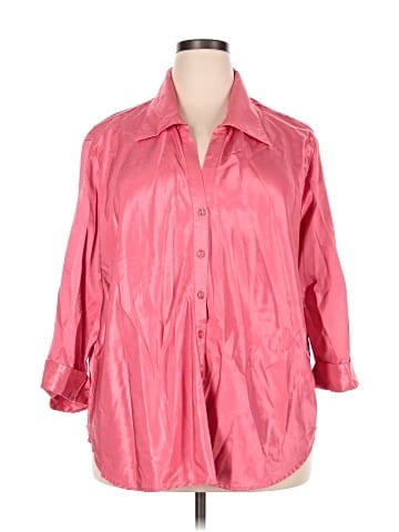 Fashion Bug 3/4 Sleeve Button-Down Shirt (view 1)