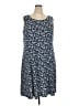 Perceptions Print Blue Casual Dress Size 2X - photo 1