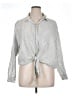 H&M 100% Linen Stripes Silver Long Sleeve Blouse Size XL - photo 1