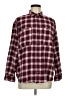 SO 100% Cotton Plaid Burgundy Long Sleeve Button-Down Shirt Size M - photo 1