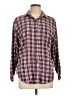 Basic Editions 100% Cotton Plaid Burgundy Long Sleeve Button-Down Shirt Size L - photo 1