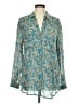 Pilcro 100% Viscose Paisley Teal Long Sleeve Blouse Size M - photo 1