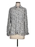 Just Living Animal Print Silver Long Sleeve Blouse Size M - photo 1