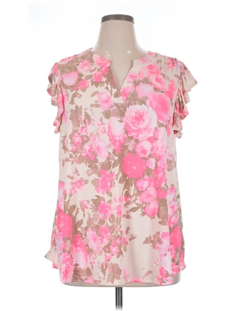 Pre-owned Dear Scarlett Short Sleeve Blouse In Pink