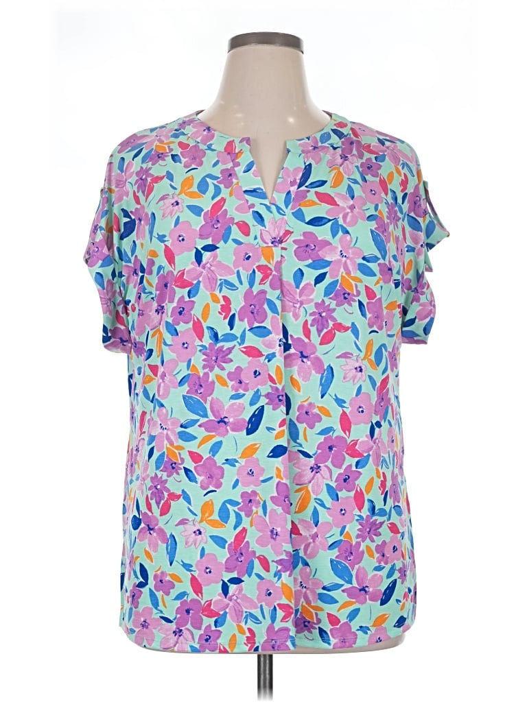 Pre-owned Dear Scarlett Short Sleeve Blouse In Purple