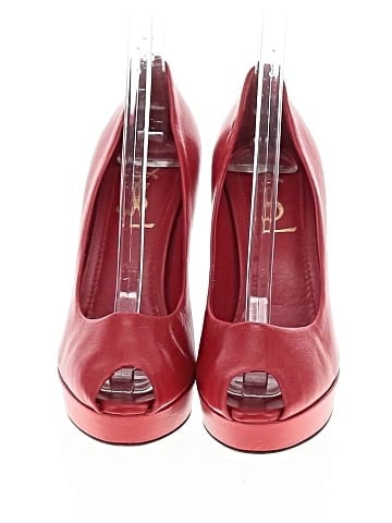 Yves Saint Laurent Rive Gauche Leather Peep-Toe Pumps (view 2)