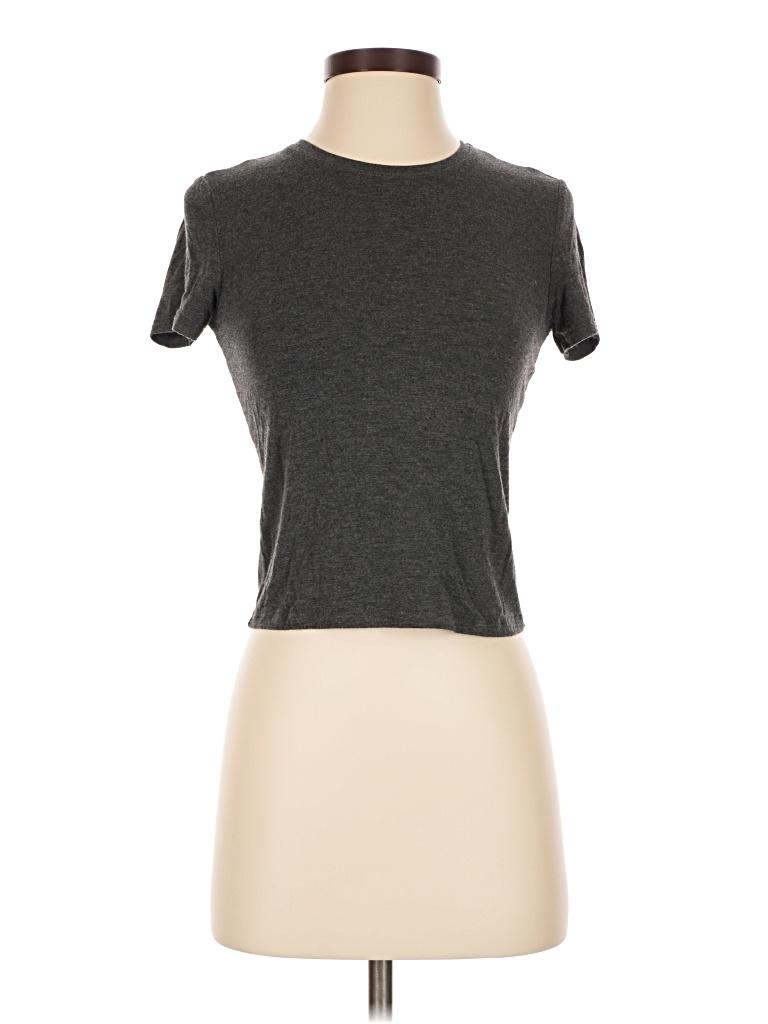 Pre-owned Babaton Short Sleeve Turtleneck In Gray