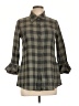 Alice + Olivia 100% Cotton Checkered-gingham Gray Long Sleeve Button-Down Shirt Size L - photo 1