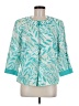 JM Collection 100% Linen Print Teal Blazer Size 8 - photo 1