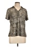 Tehama Animal Print Tan Short Sleeve Blouse Size L - photo 1