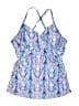Pink Blush Print Blue Swimsuit Top Size XL - photo 1