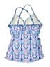 Pink Blush Print Blue Swimsuit Top Size XL - photo 2