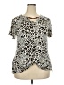 Absolutely Famous Animal Print Ivory Short Sleeve Blouse Size 2X - photo 1