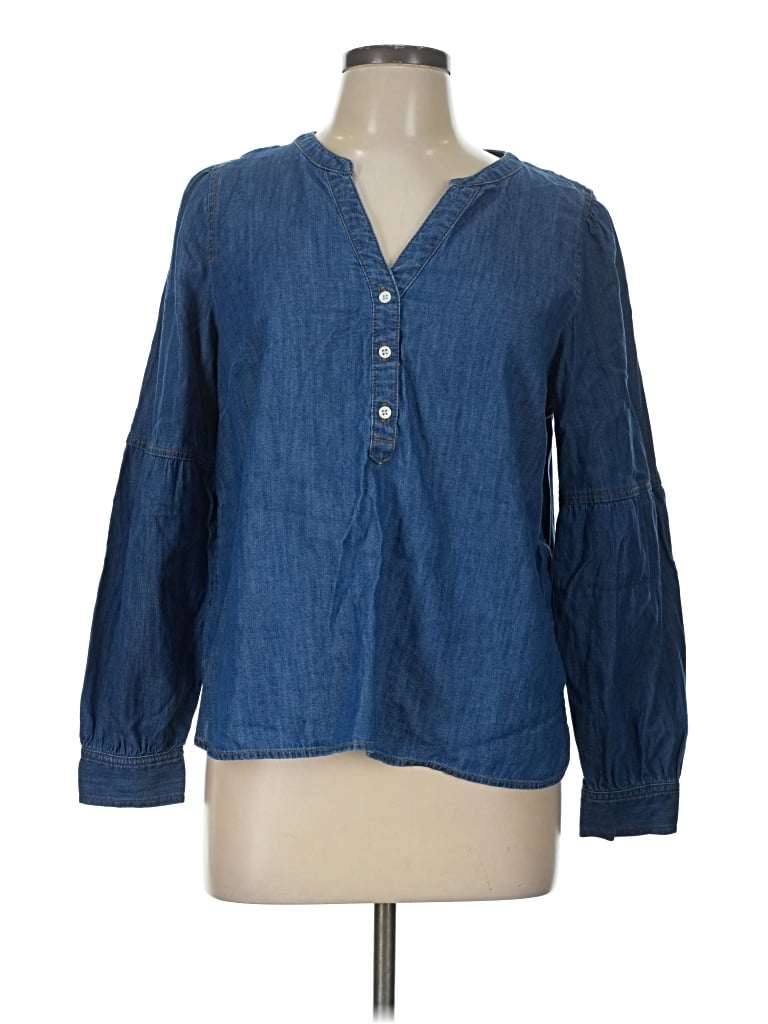 Pre-owned Talbots Long Sleeve Blouse In Blue