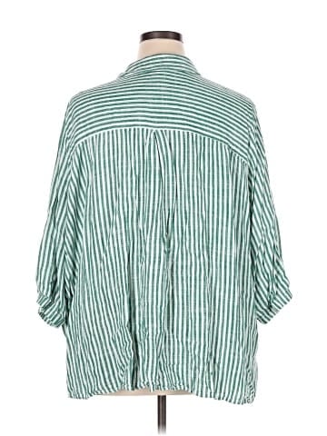 Ulla Popken 3/4 Sleeve Button-Down Shirt (view 2)