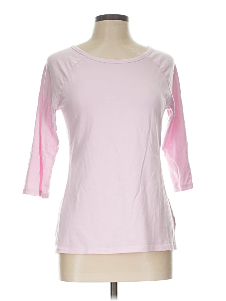 Pre-owned Hanes 3/4 Sleeve T-shirt In Pink