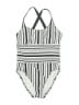 Next Stripes Gray One Piece Swimsuit Size M - photo 1