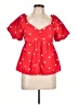 Francesca's 100% Cotton Hearts Red Short Sleeve Blouse Size L - photo 1