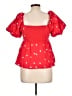 Francesca's 100% Cotton Hearts Red Short Sleeve Blouse Size L - photo 2
